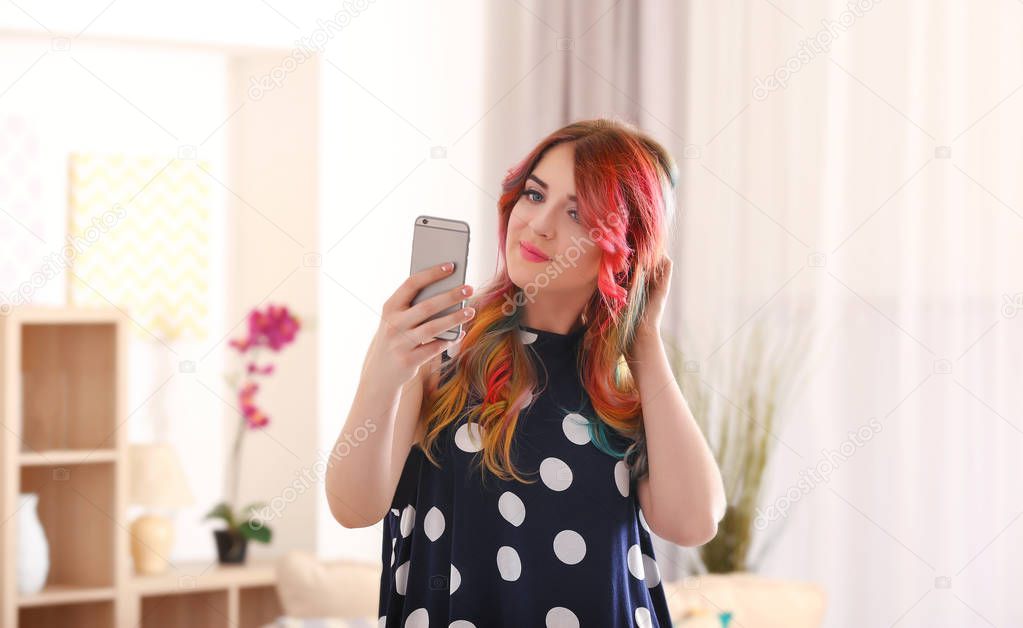 woman with colorful dyed hair