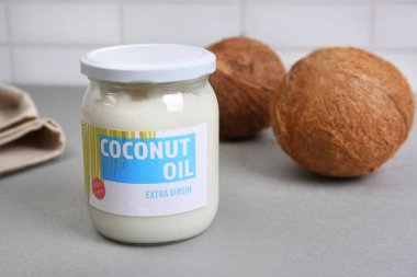 Hindistan cevizi yağı tablo ile jar