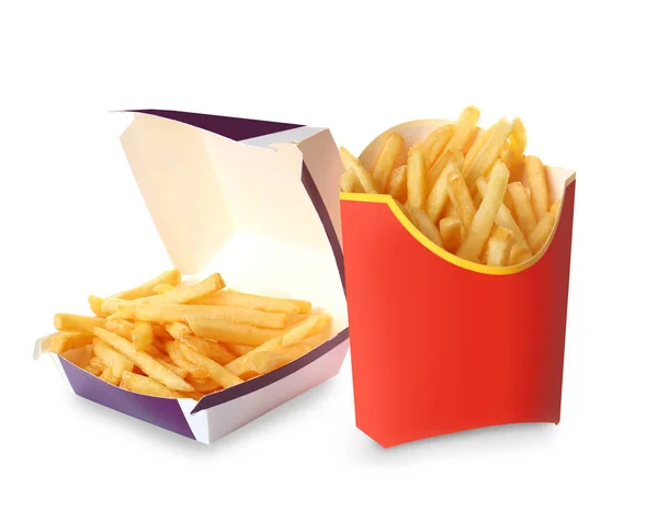 Carton boxes with French fries — Stock Photo, Image