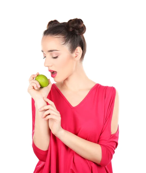 Young woman with lime — Stock Photo, Image