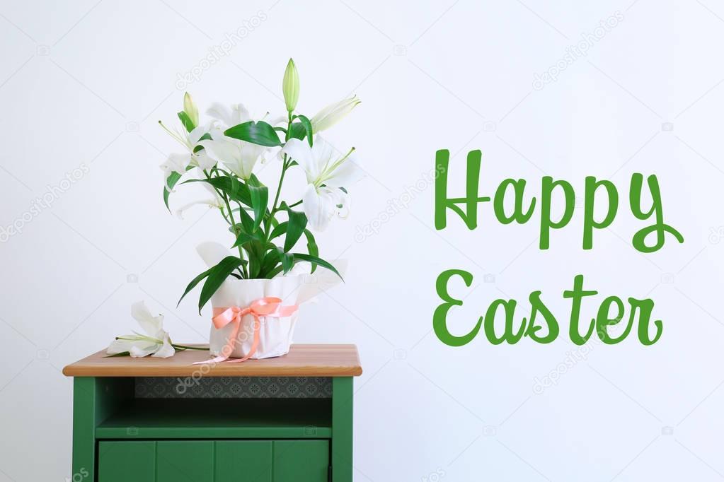 Text HAPPY EASTER on background