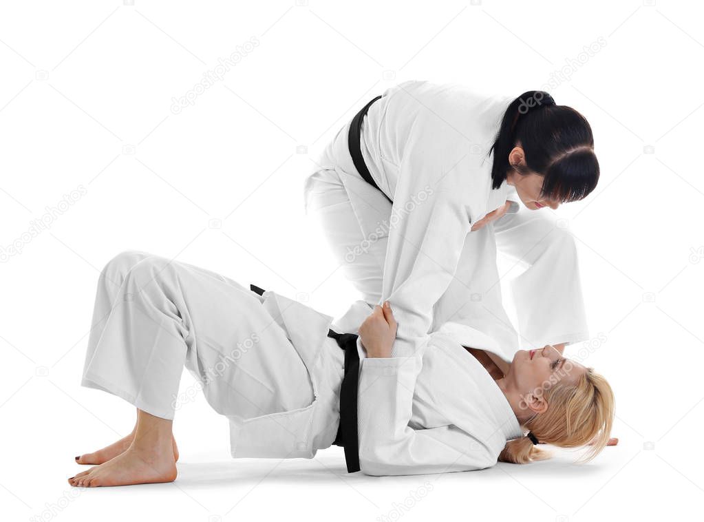 Women practicing martial arts 