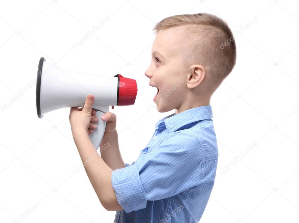 Cute little boy with megaphone