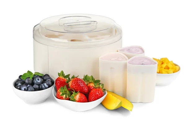 Modern joghurt készítő és -összetevők — Stock Fotó