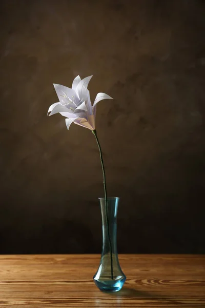 Vase with beautiful paper lily — Stock Photo, Image