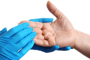Yandan dermatit ile muayene hasta doktor