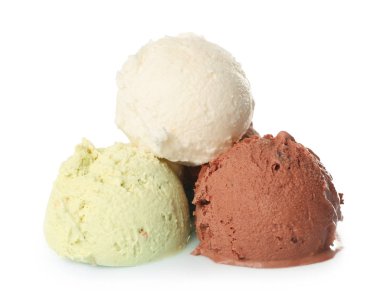 Dondurma topları, üzerinde beyaz izole