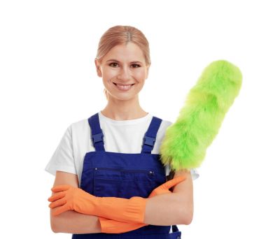 Güzel bir kadınla toz bezi  