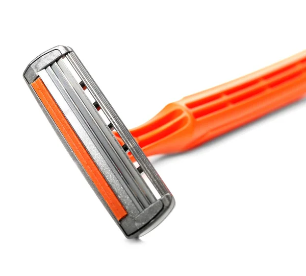 Safety razor on white background, closeup — Stock Photo, Image