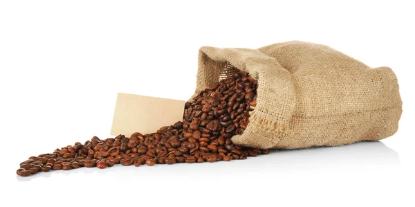 Bag with roasted coffee beans — Stock Photo, Image