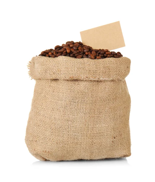 Bolsa com grãos de café torrados — Fotografia de Stock