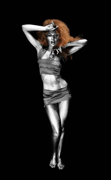 Kobieta z ciała sztuka jako Lew — Zdjęcie stockowe