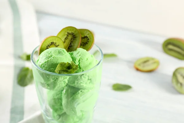 Glass with fruit ice cream — Stock Photo, Image