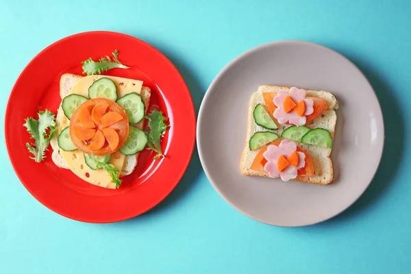 창의적인 샌드위치 접시 — 스톡 사진