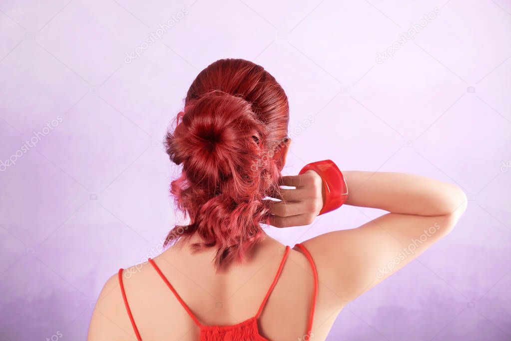 woman with dyed hair 