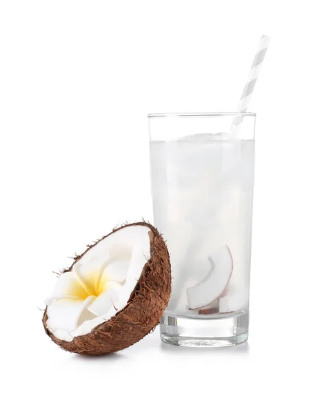 Vaso de agua de coco — Foto de Stock
