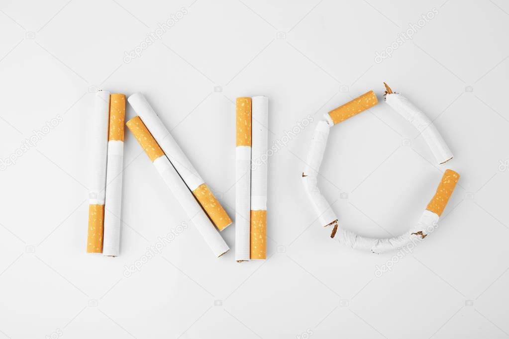 Word NO made of cigarettes 