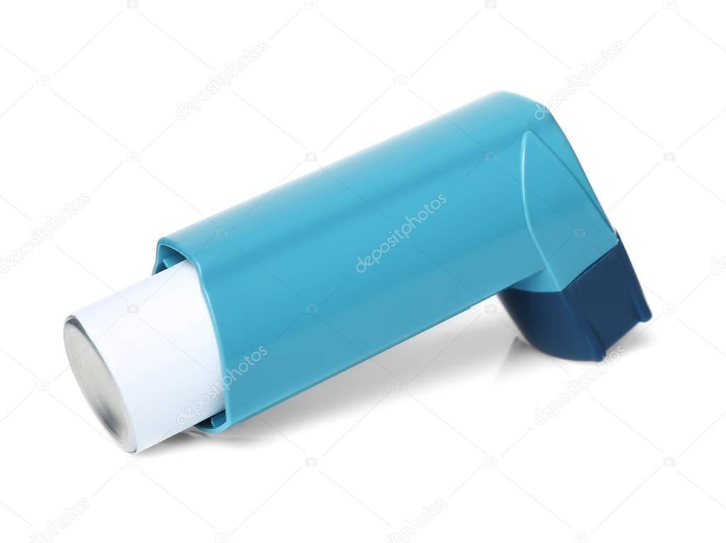 Asthma inhaler on white  