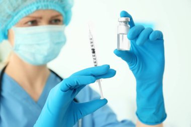 Şırınga ve tıp Kliniği, closeup aşılama için hemşire