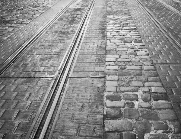 Vista delle rotaie del tram — Foto Stock