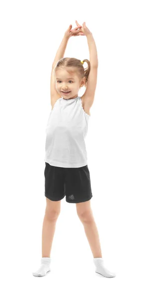 Roztomilá holka dělá gymnastická cvičení — Stock fotografie