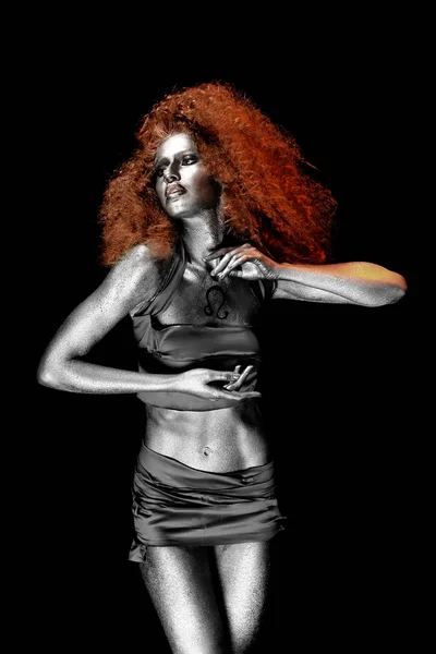 Body art, mint oroszlán nő — Stock Fotó