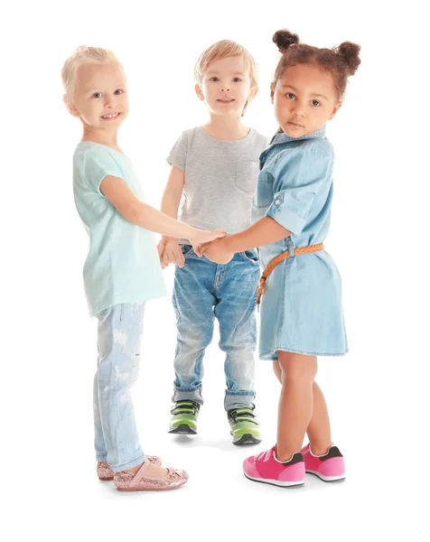 Schattige kleine kinderen op witte achtergrond — Stockfoto