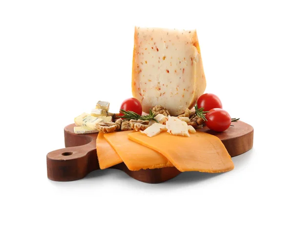 Board with variety of cheese — Stock Photo, Image