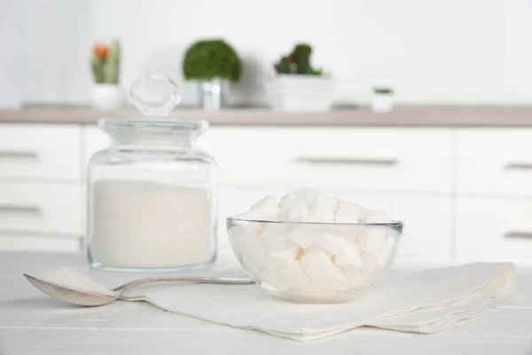 설탕 큐브 유리 그릇 — 스톡 사진