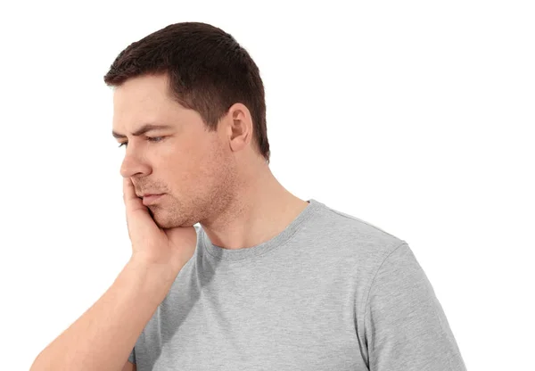 Ο άνθρωπος που υποφέρει από πονόδοντο σε λευκό φόντο — Φωτογραφία Αρχείου