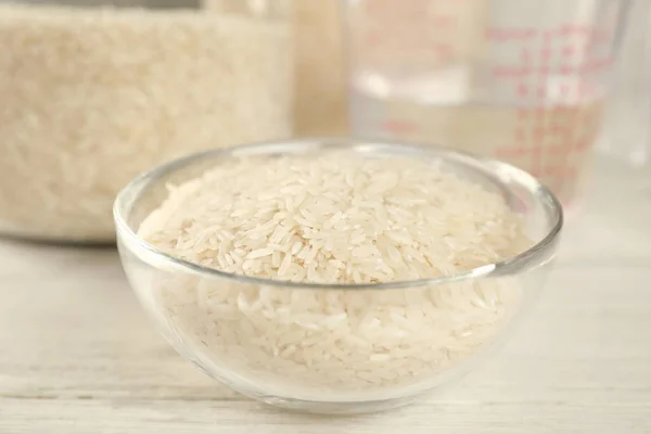 Скляна миска з рисом — стокове фото