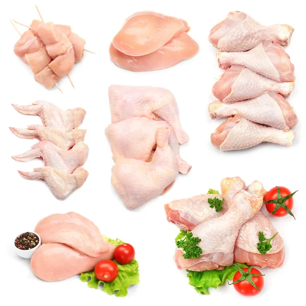 Diverse parti di pollo crudo — Foto Stock