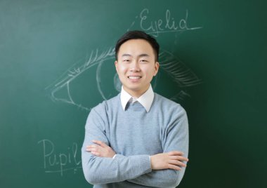 Handsome Asian teacher clipart