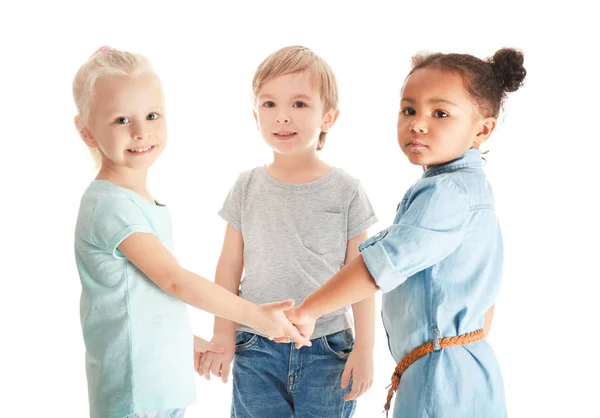 Schattige kleine kinderen op witte achtergrond — Stockfoto