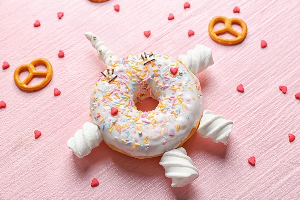 Funny decorated donut — Stock Photo, Image