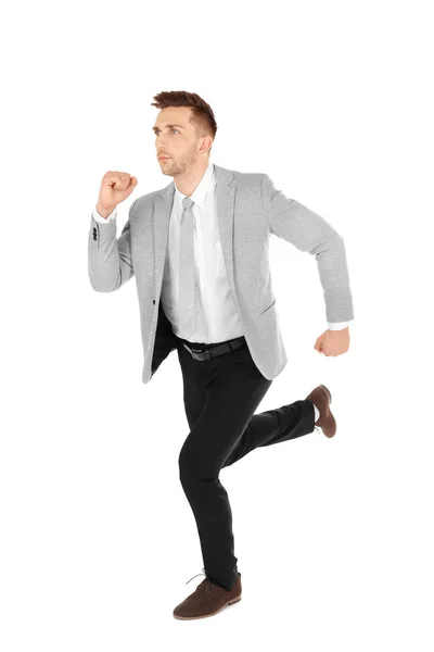 Handsome running businessman — Stock Photo, Image