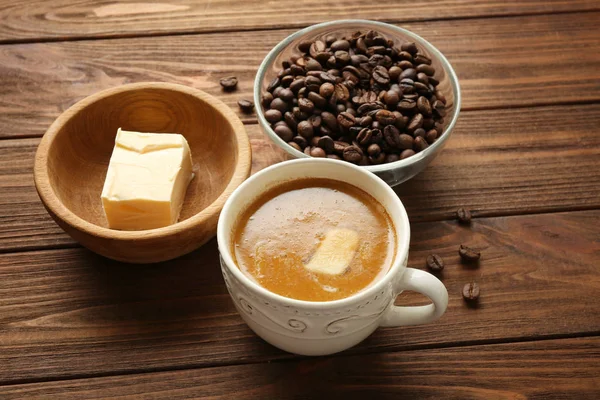 Samenstelling met lekkere boter koffie — Stockfoto