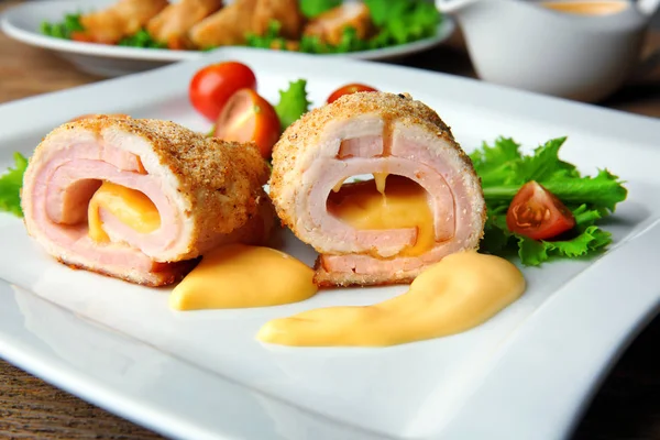 Tasty chicken sliced roll — Stock Photo, Image
