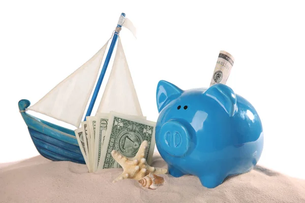 Piggy bank voor vacation begroting — Stockfoto