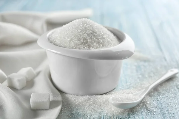 Weißer Sand Zucker in Schüssel — Stockfoto