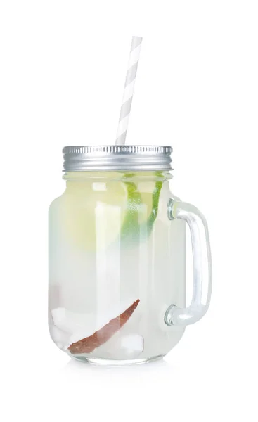 Mason jar with coconut water — Stock Photo, Image