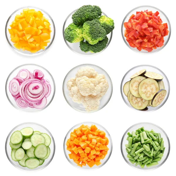 不同种类的切碎的蔬菜 — 图库照片