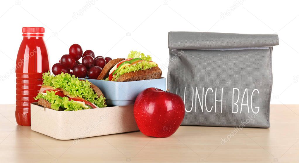 Meal for schoolchild on table 