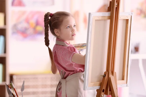 Cute little artist painting picture — Stock Photo, Image