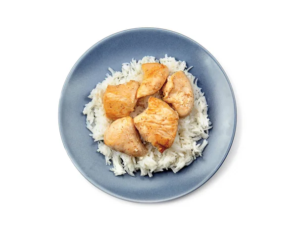 Ayam dan nasi di piring — Stok Foto