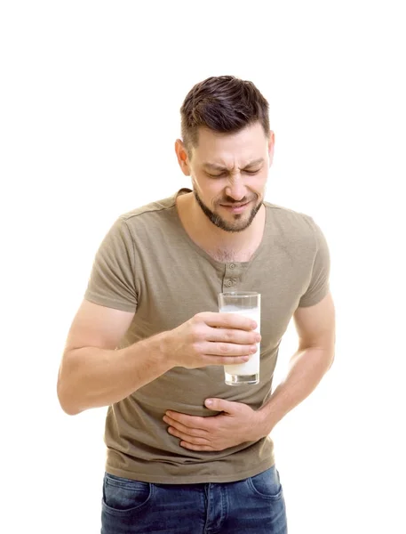 Hombre con alergia a la leche —  Fotos de Stock