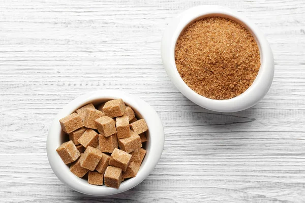 Bowls with brown sugar — Stock Photo, Image