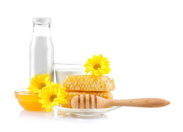 Композиція з молоком і медом — стокове фото
