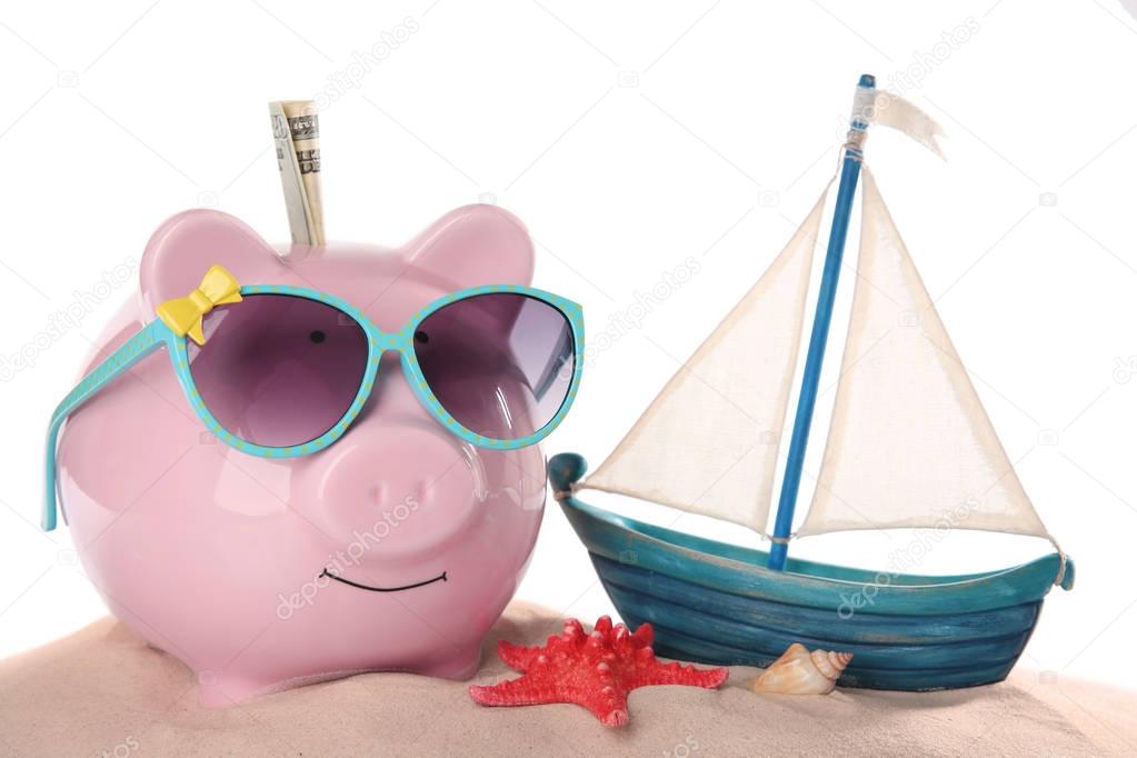 Piggy bank for vacation budget 