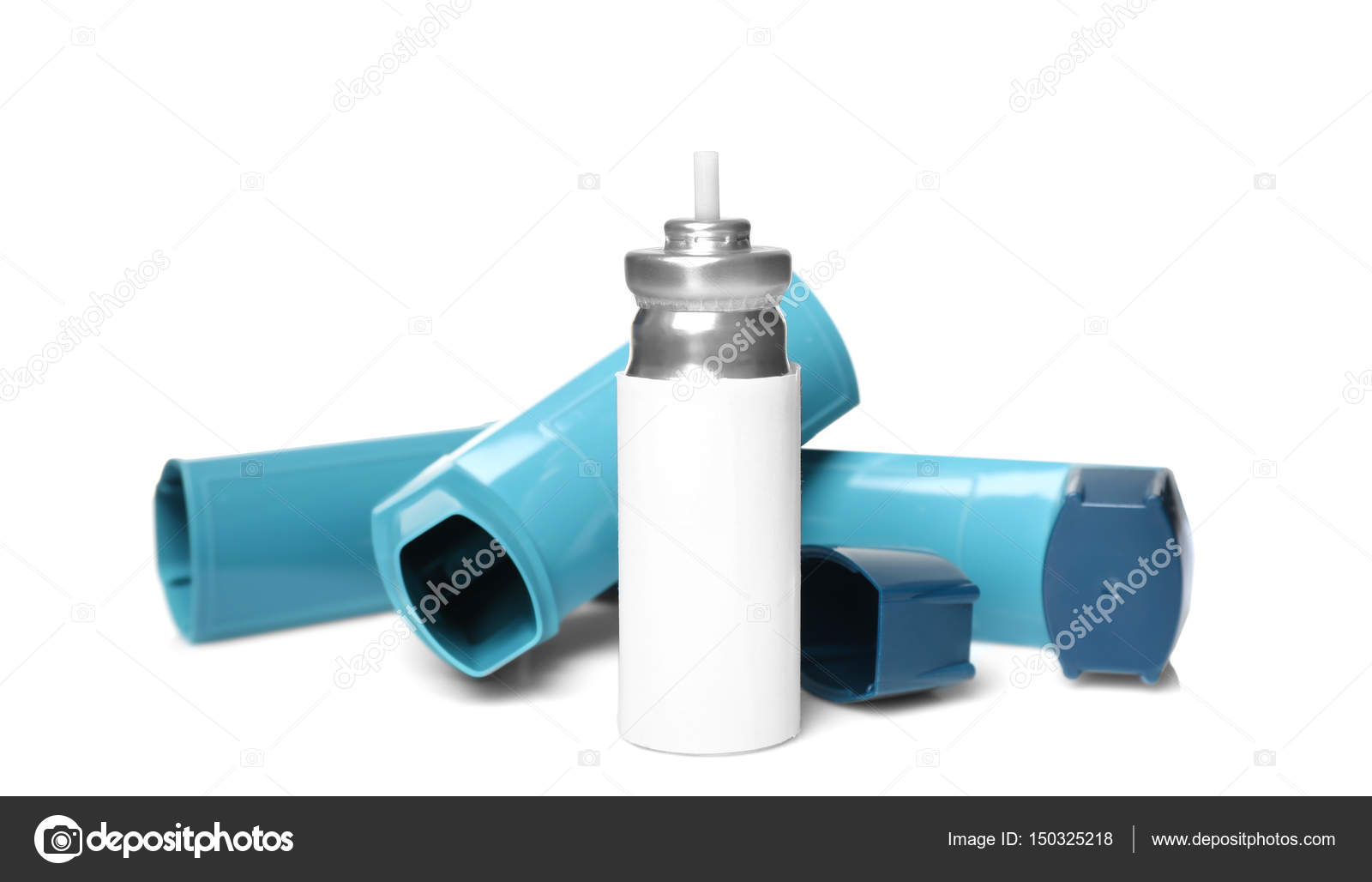 Blue Asthma inhalers Stock Photo by ©belchonock 150325218